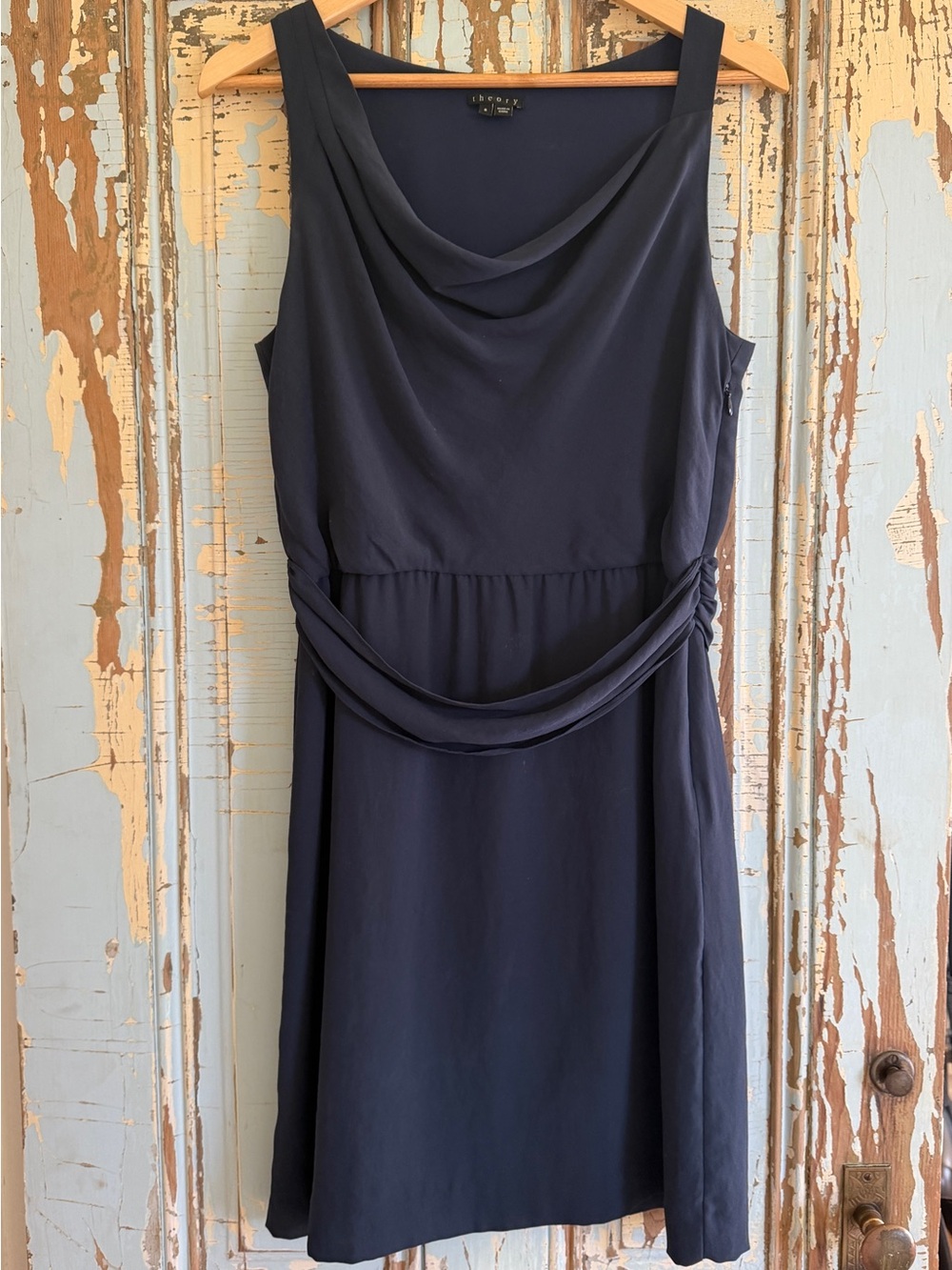 Theory Navy Cowl Neck Jaysa Mini Dress